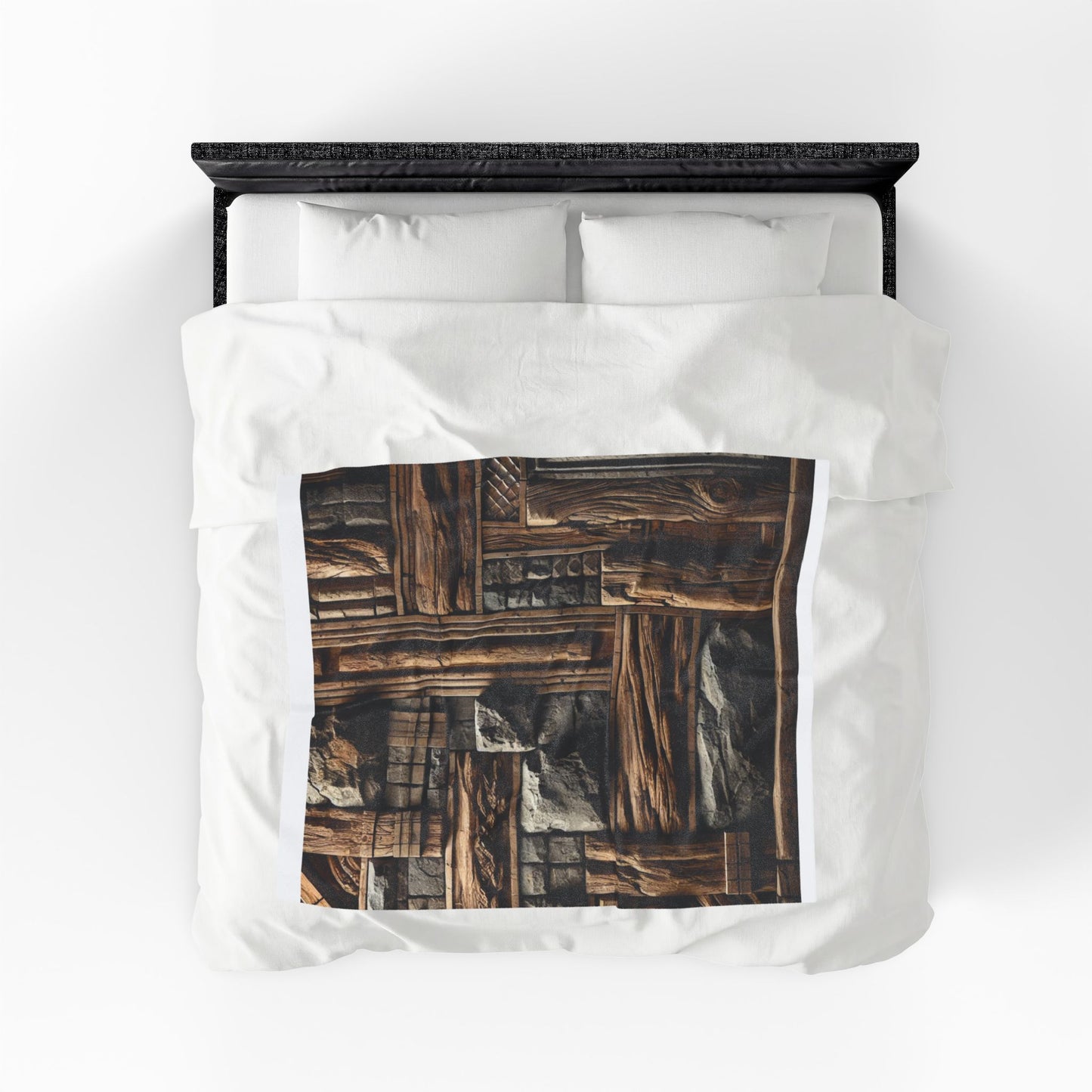 Rustic Wood & Stone Pattern Velveteen Plush Blanket