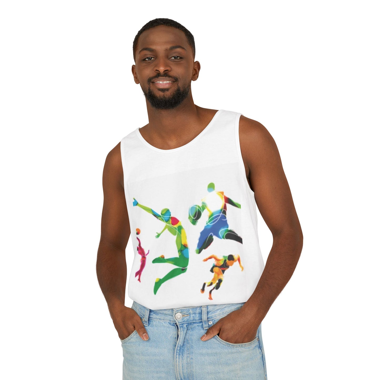 Volleyball Silhouette Tank Top — Colorful Players Graphic