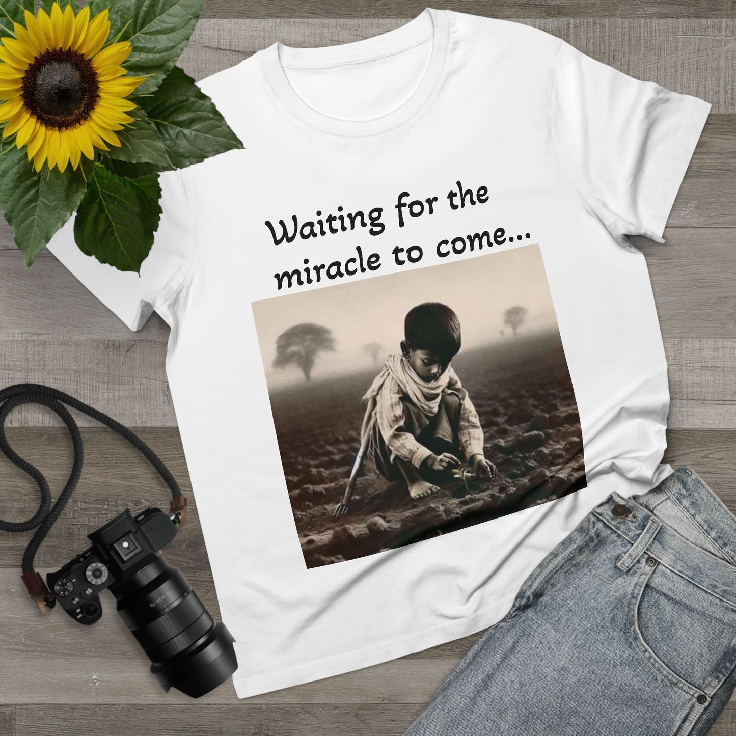 Waiting for the Miracle to Come Women’s Tee — Inspirational Photo Graphic T-Shirt