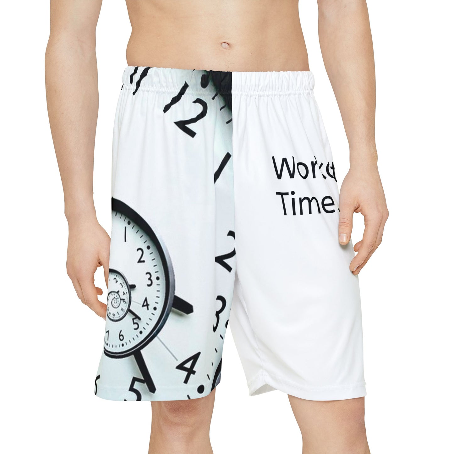 Workout Time Men’s Sports Shorts — Clock Graphic Athletic Training Shorts
