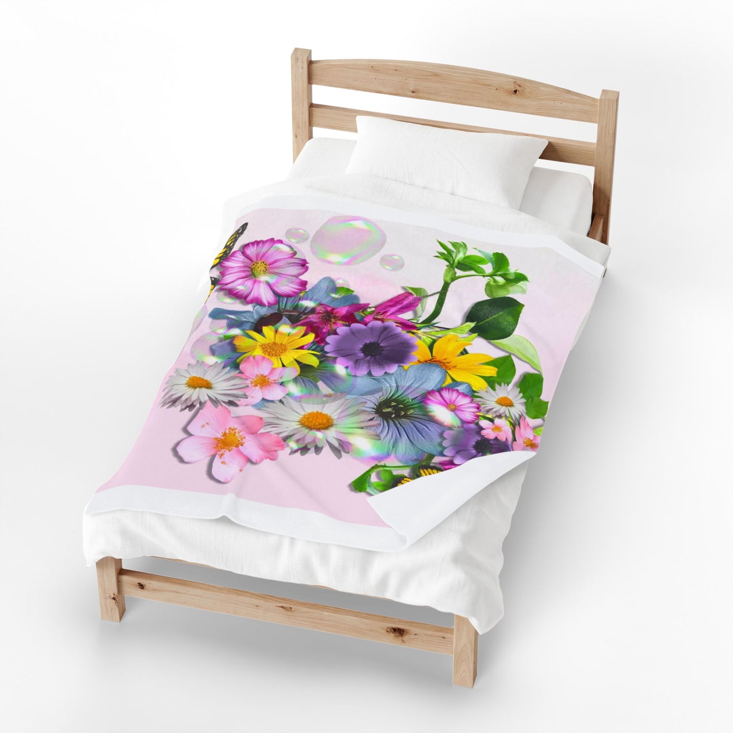 Floral Butterfly Velveteen Plush Blanket