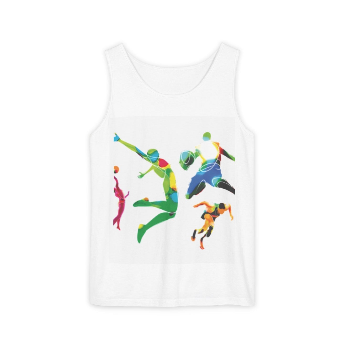 Volleyball Silhouette Tank Top — Colorful Players Graphic
