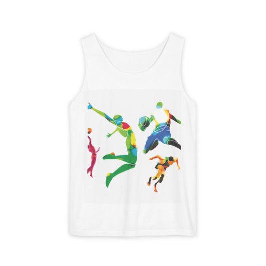 Volleyball Silhouette Tank Top — Colorful Players Graphic