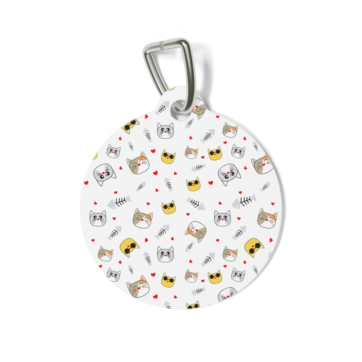 Cat Faces Pet ID Tag — Cute Patterned Cat Collar Charm