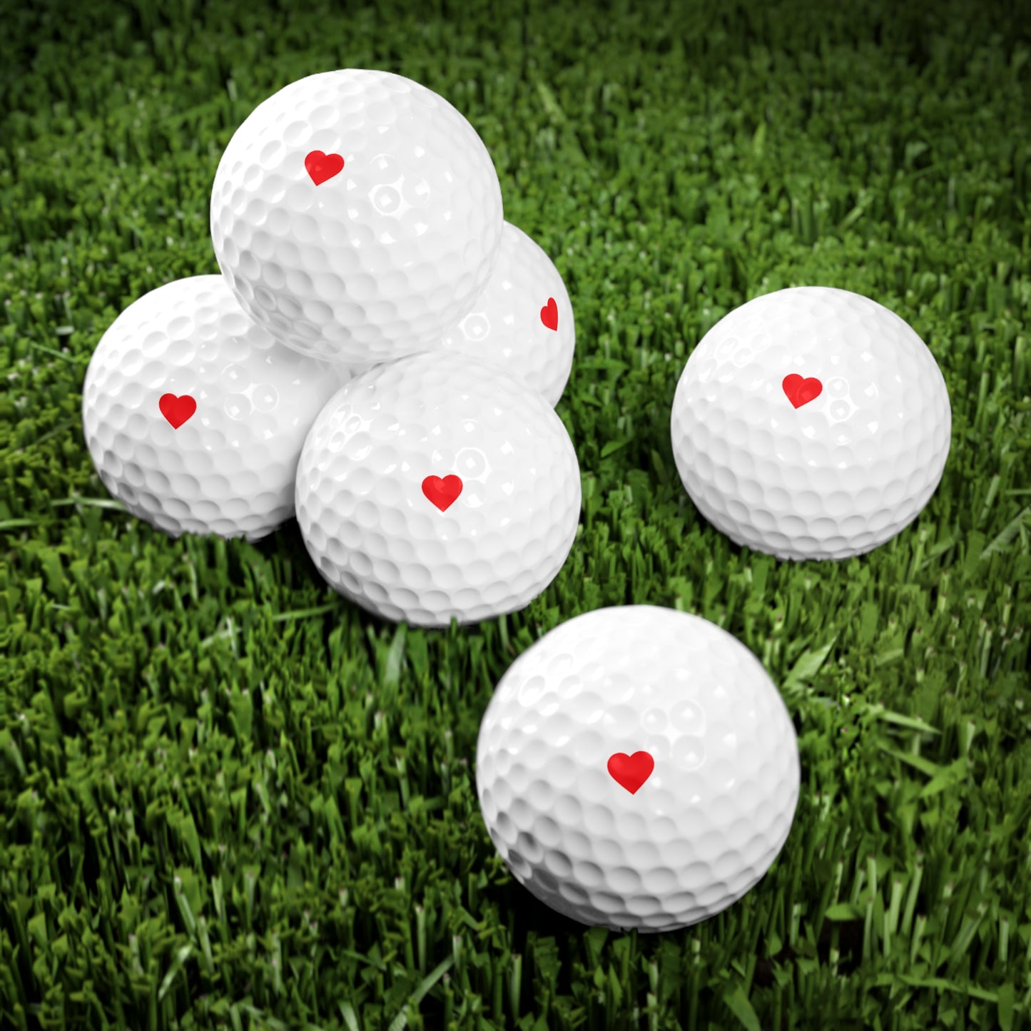 Red Heart Golf Balls — Pack of 6