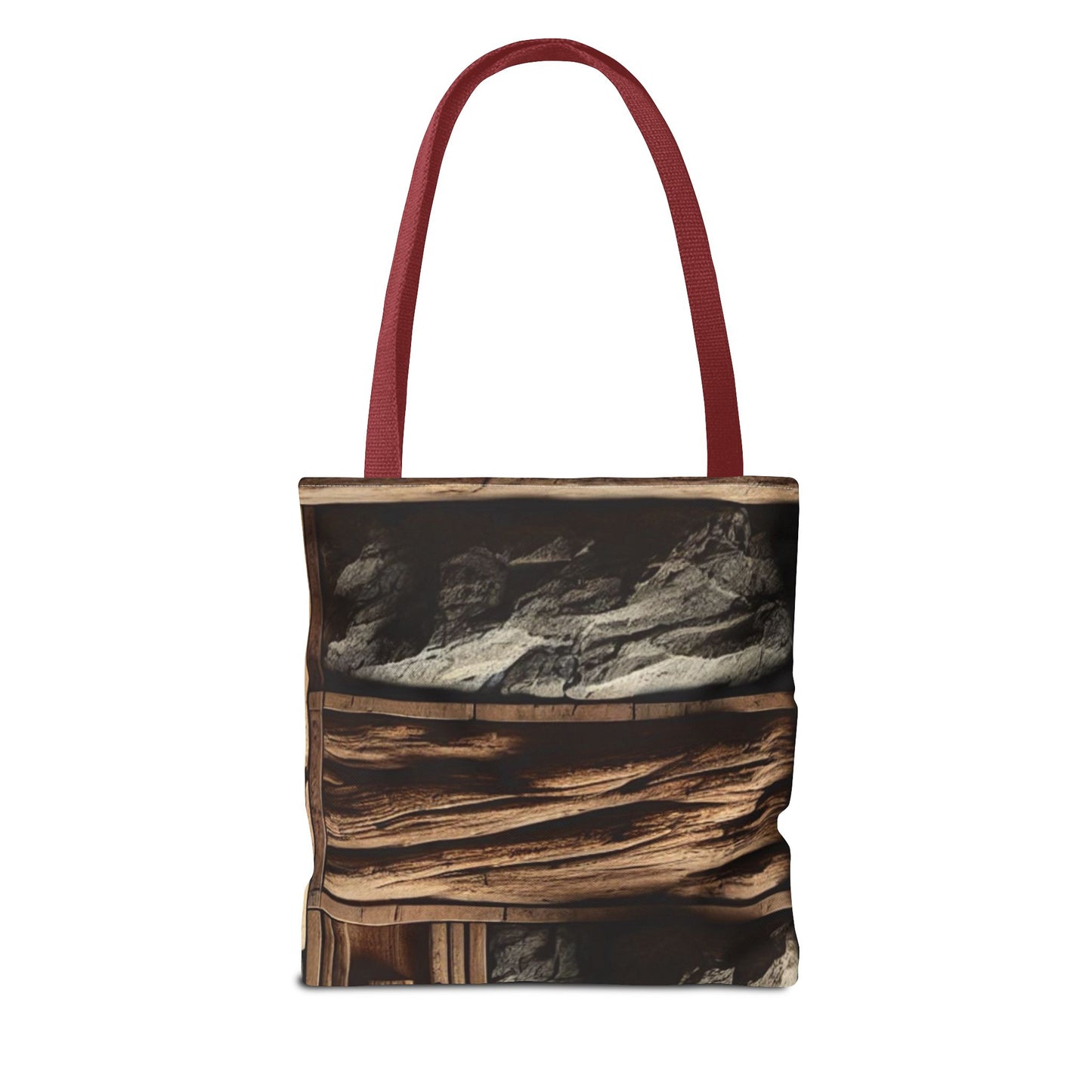Stone Carving Pattern Tote Bag — Rustic Architectural Print All-Over Tote