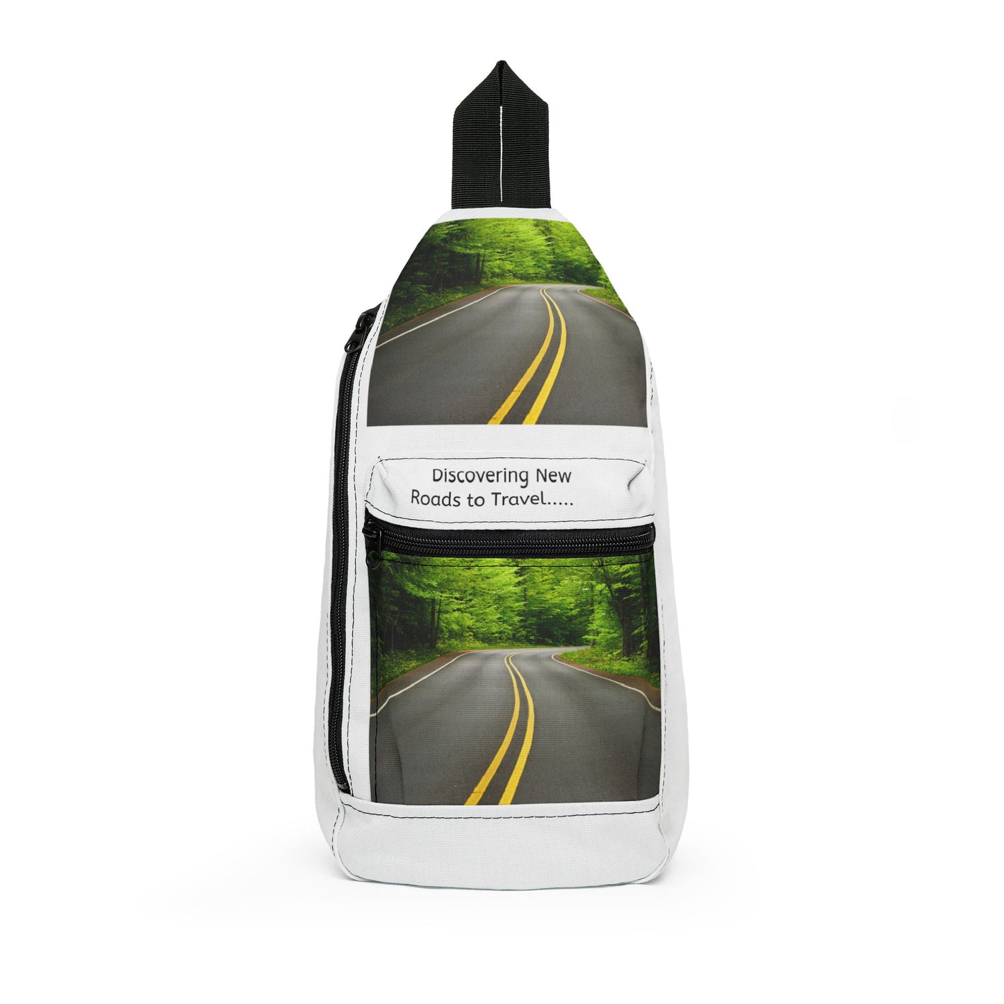 Road Trip Sling Bag — 'Discovering New Roads to Travel' Scenic Road Crossbody Bag