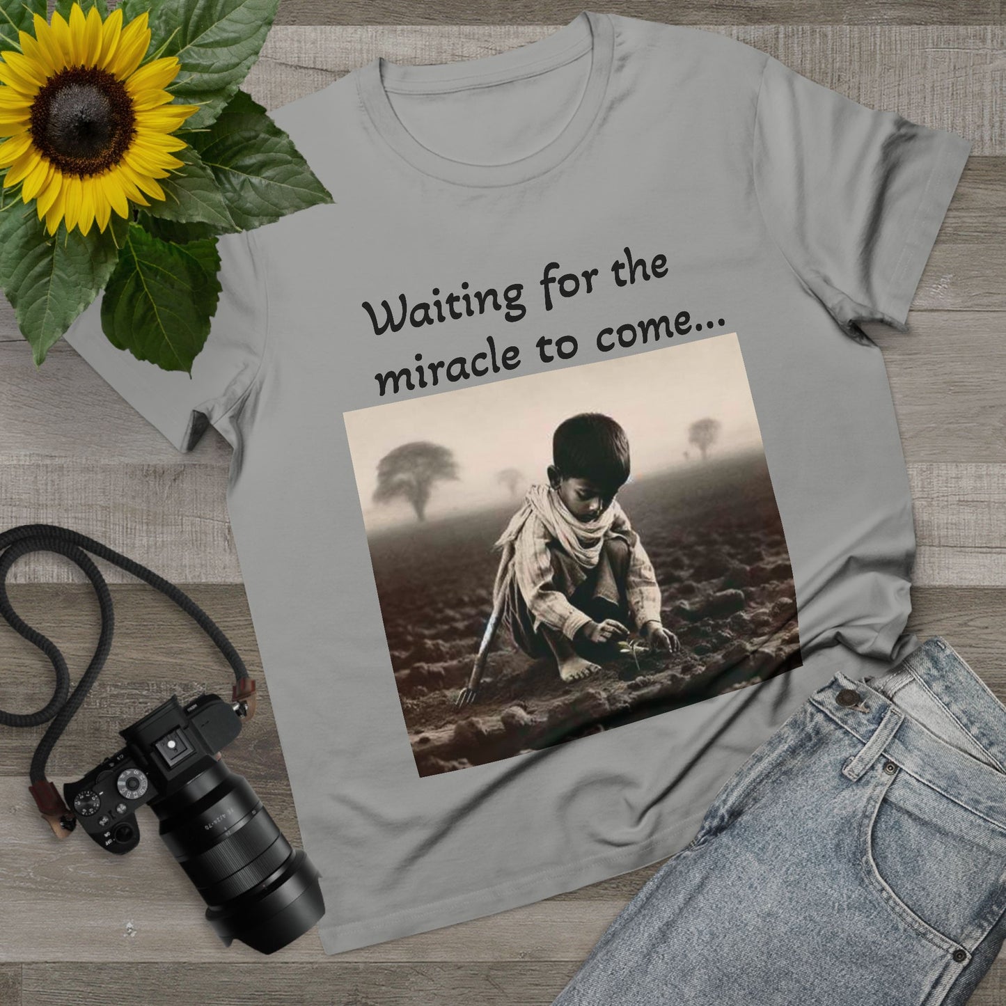 Waiting for the Miracle to Come Women’s Tee — Inspirational Photo Graphic T-Shirt