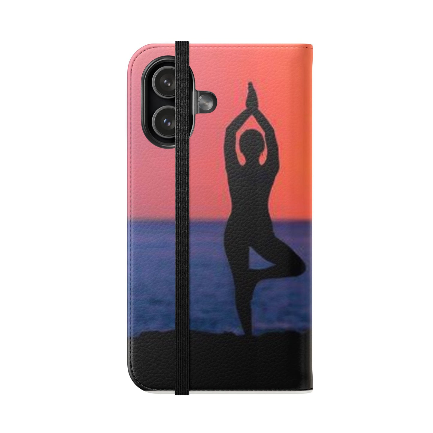 Yoga Sunset Flip Phone Case — Sunrise Yoga Silhouette Wallet Cover