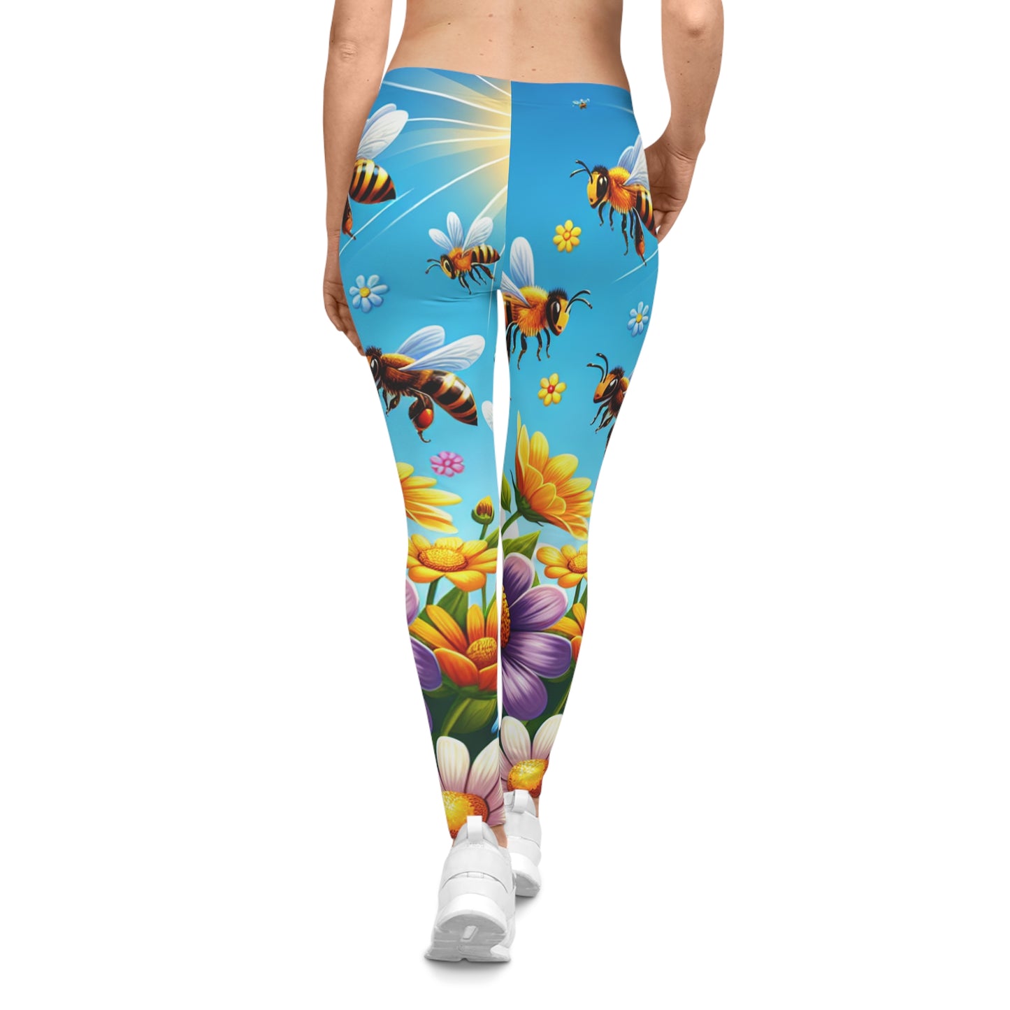 Bee & Wildflower Leggings — Vibrant Floral Women's Activewear