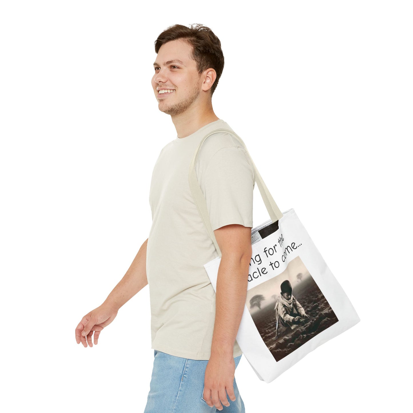 Tote Bag — "Waiting for the Miracle to Come" Inspirational Photo Tote