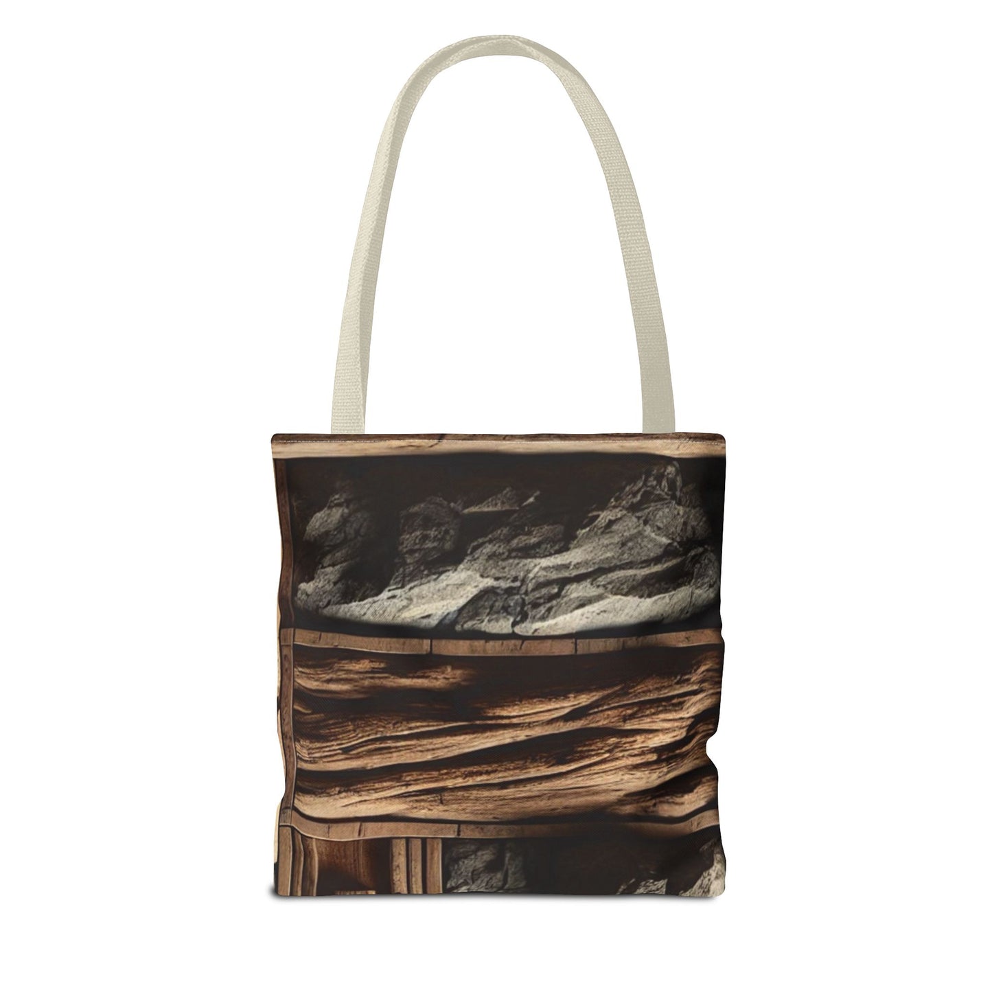 Stone Carving Pattern Tote Bag — Rustic Architectural Print All-Over Tote