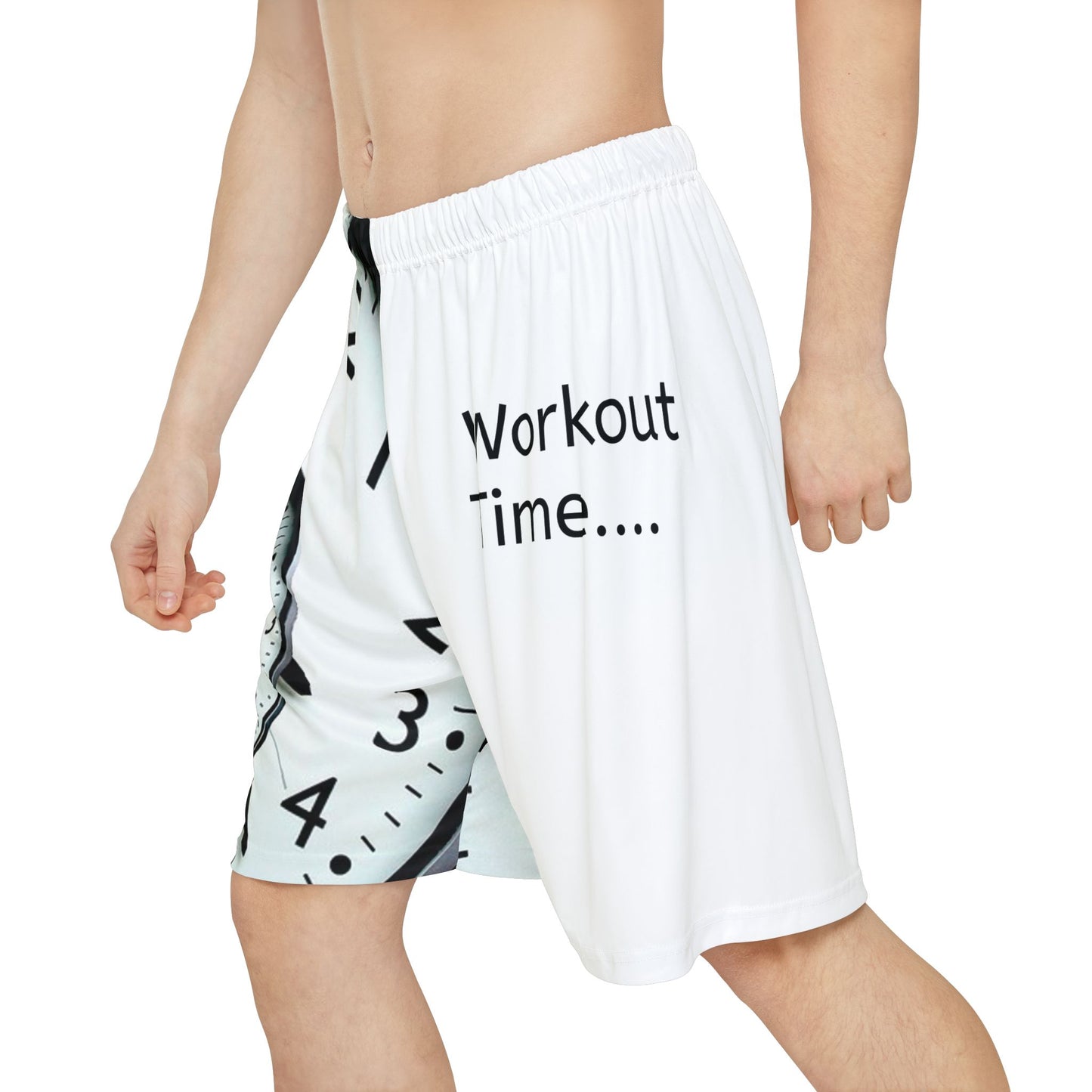 Workout Time Men’s Sports Shorts — Clock Graphic Athletic Training Shorts