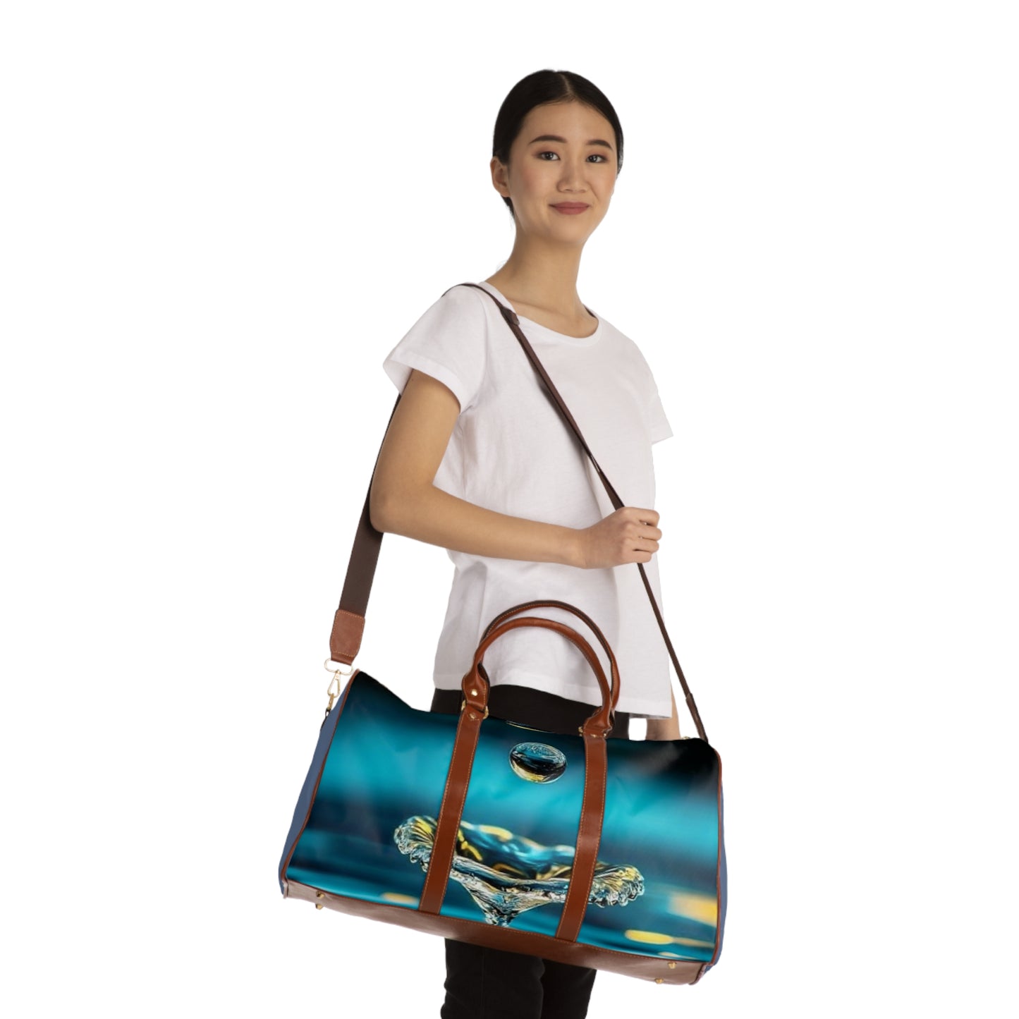 Waterproof Travel Bag - Blue Water Droplet Wave Duffle