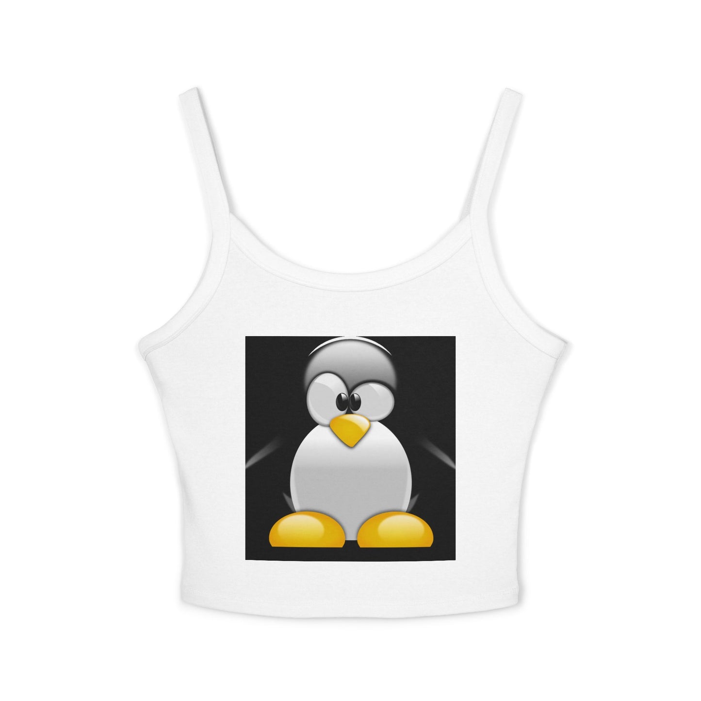 Cute Penguin Crop Tank Top — Playful Penguin Paw Print Spaghetti Strap Tank