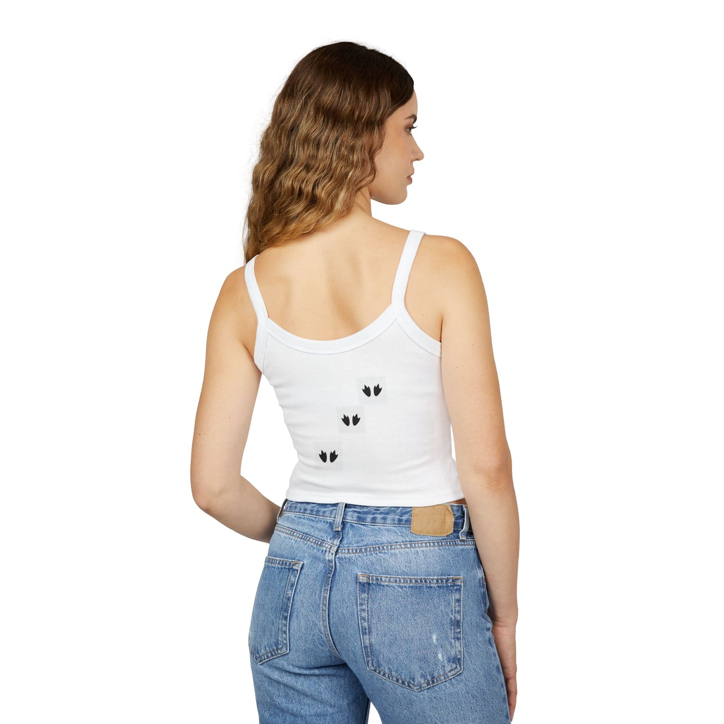 Cute Penguin Crop Tank Top — Playful Penguin Paw Print Spaghetti Strap Tank