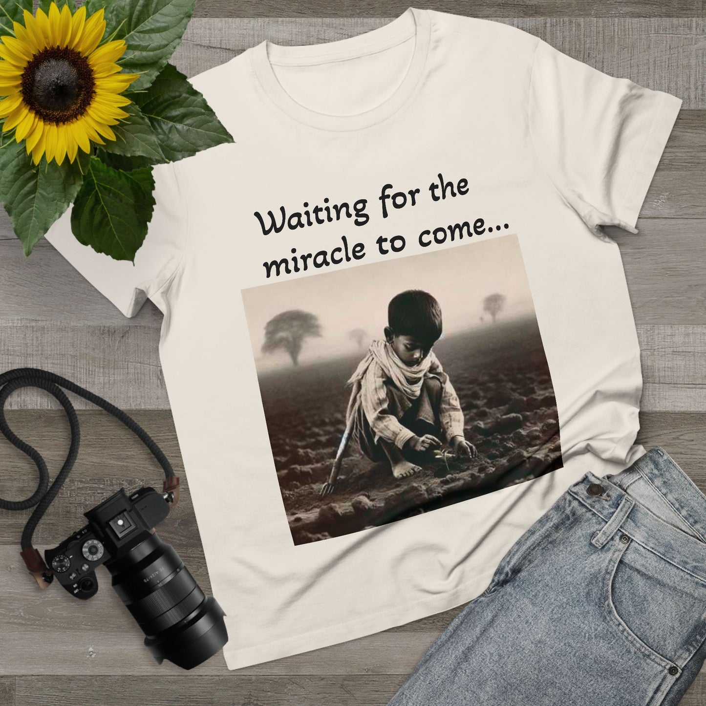 Waiting for the Miracle to Come Women’s Tee — Inspirational Photo Graphic T-Shirt