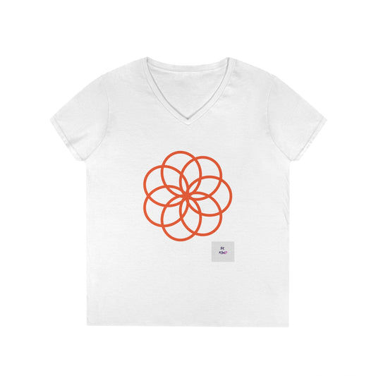 Floral Geometry V-Neck T‑Shirt