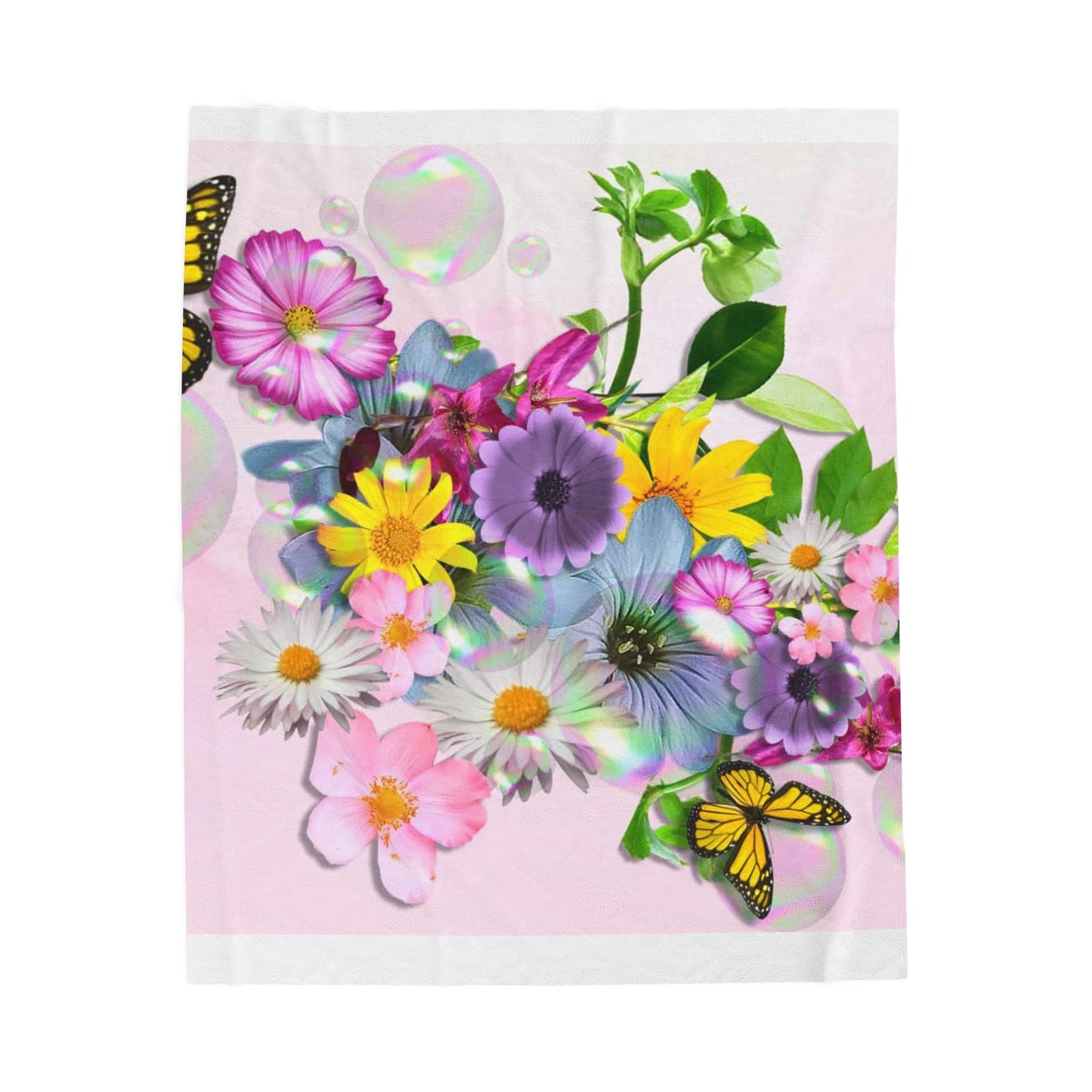 Floral Butterfly Velveteen Plush Blanket