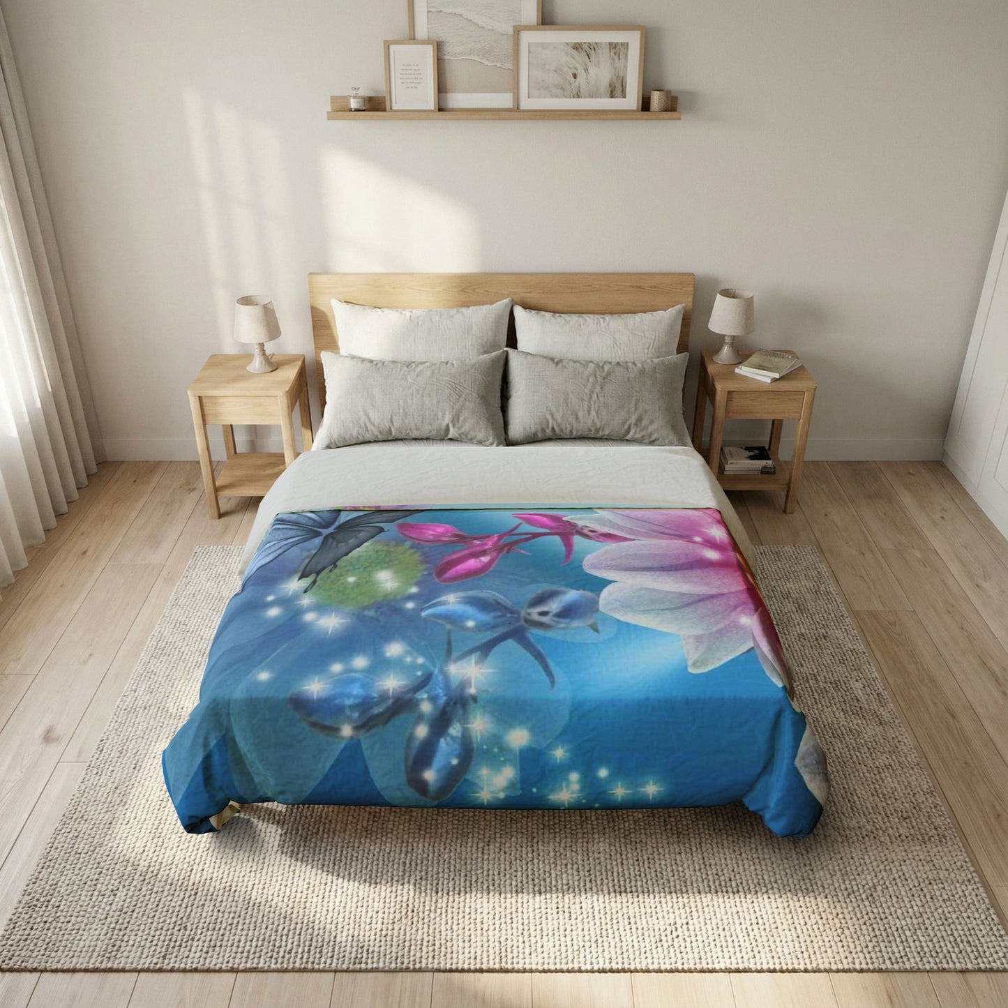 Floral Butterfly Cotton Duvet Cover