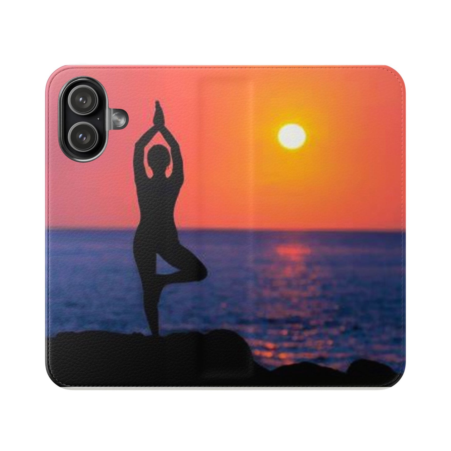 Yoga Sunset Flip Phone Case — Sunrise Yoga Silhouette Wallet Cover