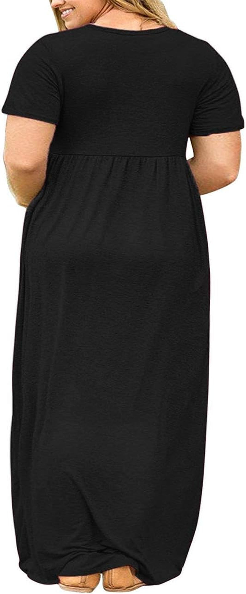 Women’S plus Size Maxi Dresses Summer Casual Short Sleeve Fahion Long Dress with Pockets