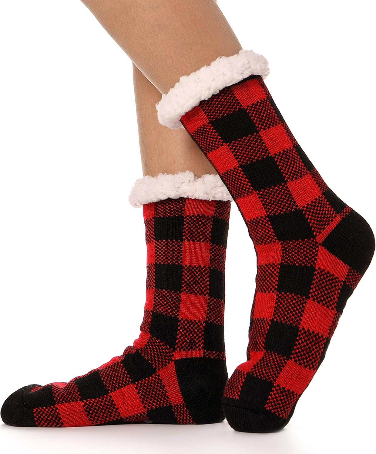 ANTSNAG Womens Slipper Socks Fuzzy Fluffy Cabin Cozy Winter Thick Warm Comfy Fleece Soft Grips Christmas Socks