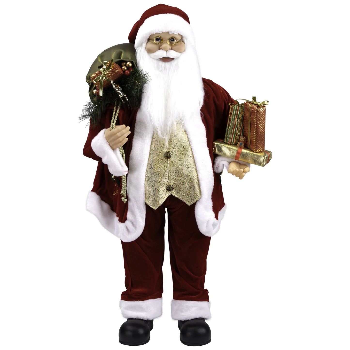 Holly Berry Santa Claus with Presents Christmas Figure - 36"