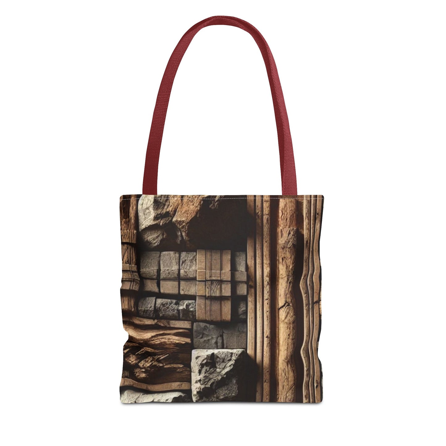 Stone Carving Pattern Tote Bag — Rustic Architectural Print All-Over Tote