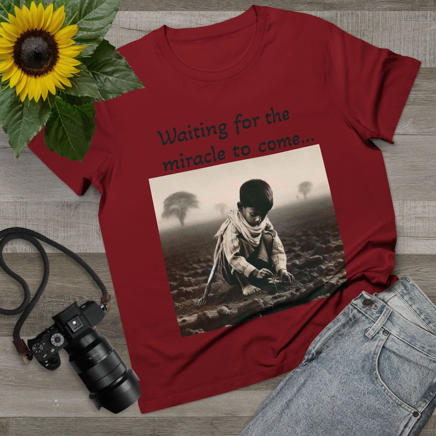 Waiting for the Miracle to Come Women’s Tee — Inspirational Photo Graphic T-Shirt
