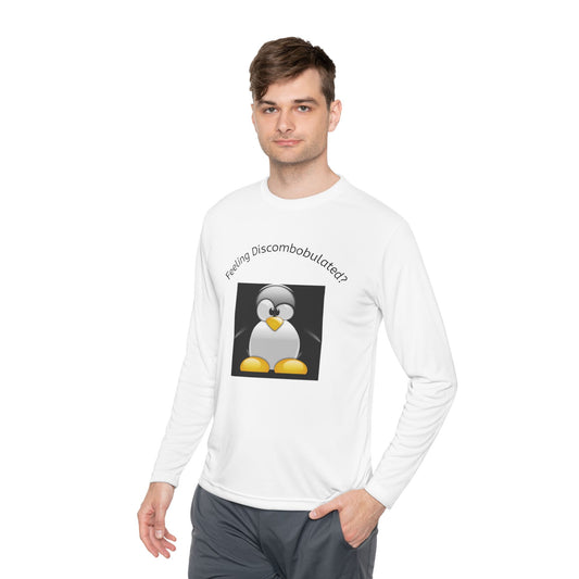 Penguin Graphic Long Sleeve Tee — "Feeling Discombobulated?" Fun Retro Tech Shirt