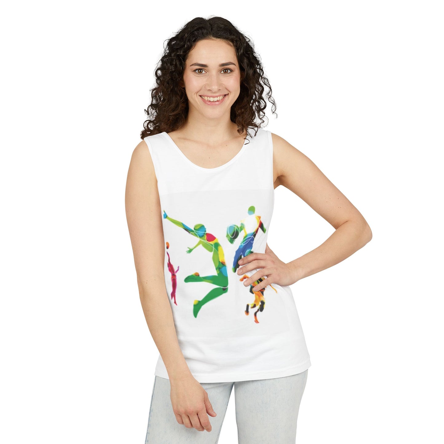 Volleyball Silhouette Tank Top — Colorful Players Graphic