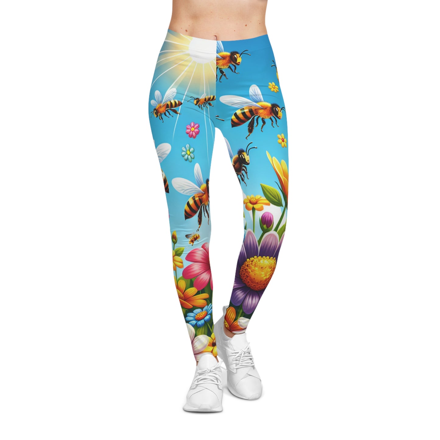 Bee & Wildflower Leggings — Vibrant Floral Women's Activewear