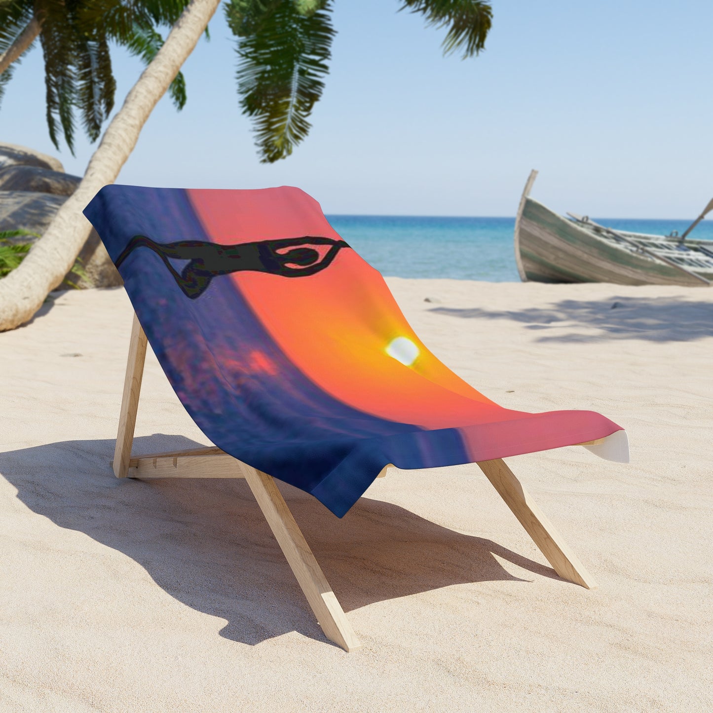 Sunset Yoga Beach Towel — Sunset Silhouette Meditation Towel