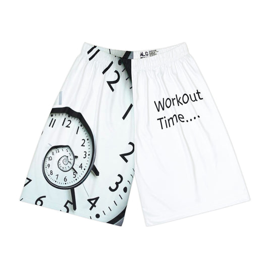 Workout Time Men’s Sports Shorts — Clock Graphic Athletic Training Shorts