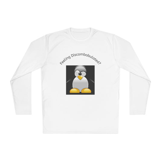 Penguin Graphic Long Sleeve Tee — "Feeling Discombobulated?" Fun Retro Tech Shirt
