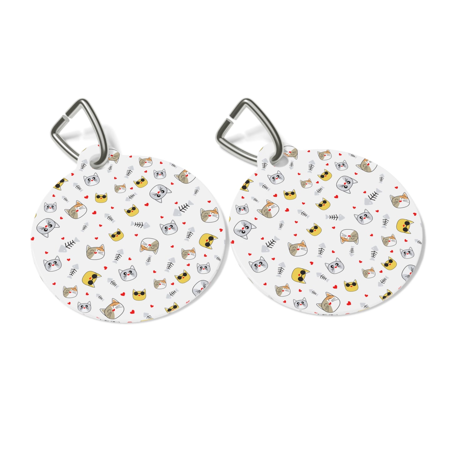 Cat Faces Pet ID Tag — Cute Patterned Cat Collar Charm
