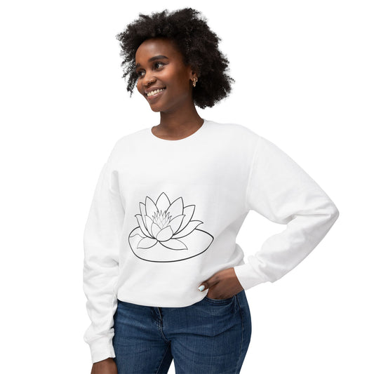 Lotus Outline Crewneck Sweatshirt — Minimal Yoga & Meditation Pullover