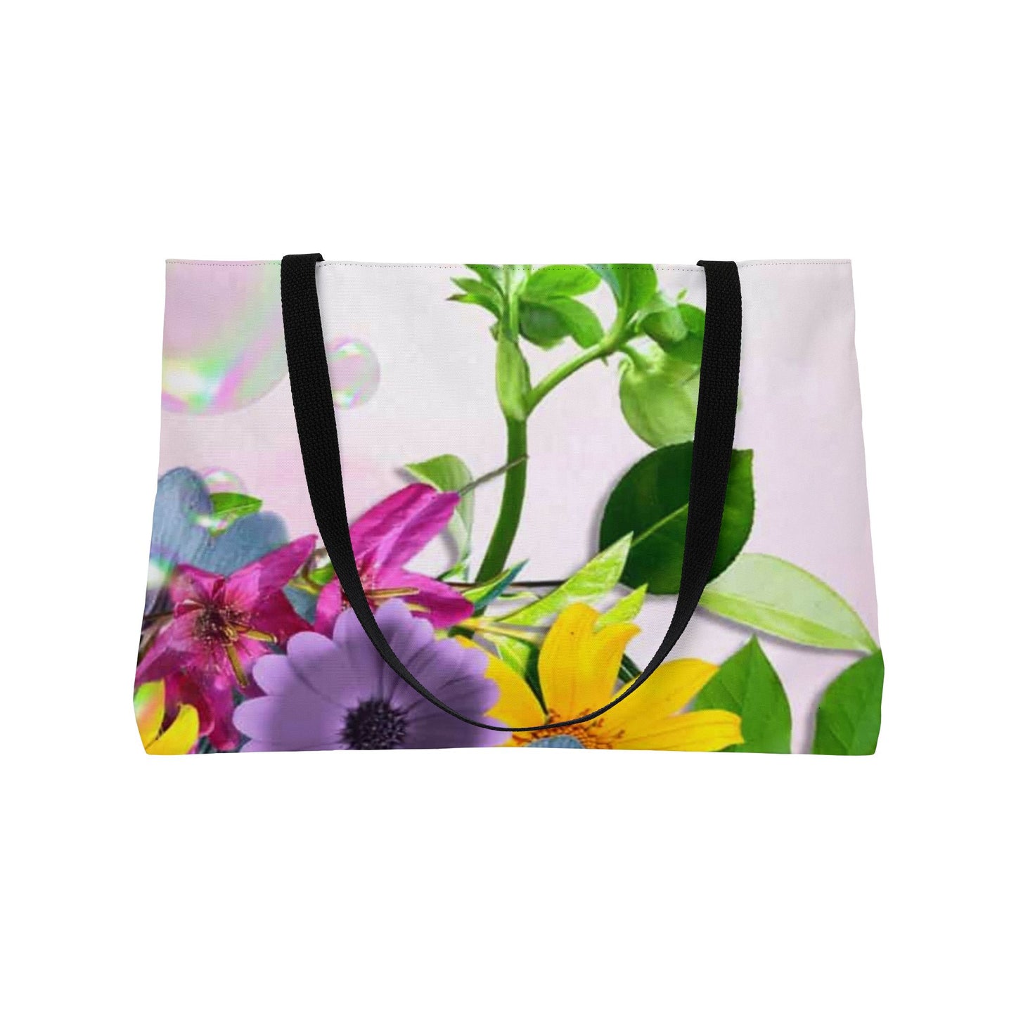 Floral Butterfly Weekender Tote Bag — Pink Garden Flowers Carryall