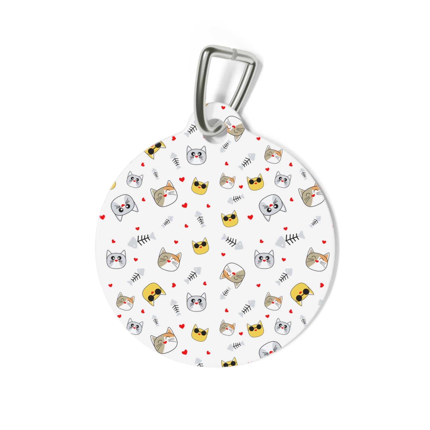 Cat Faces Pet ID Tag — Cute Patterned Cat Collar Charm