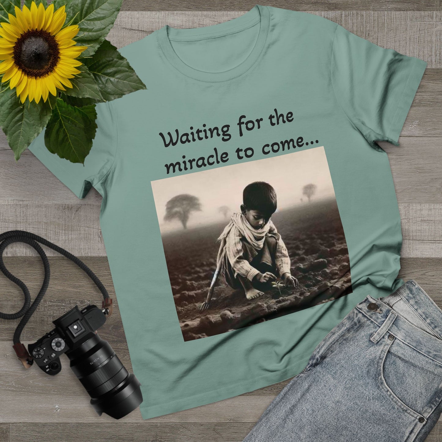 Waiting for the Miracle to Come Women’s Tee — Inspirational Photo Graphic T-Shirt