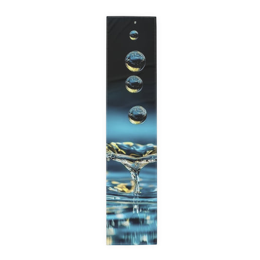 Water Droplet Table Runner – Blue Splash Cotton-Poly Décor