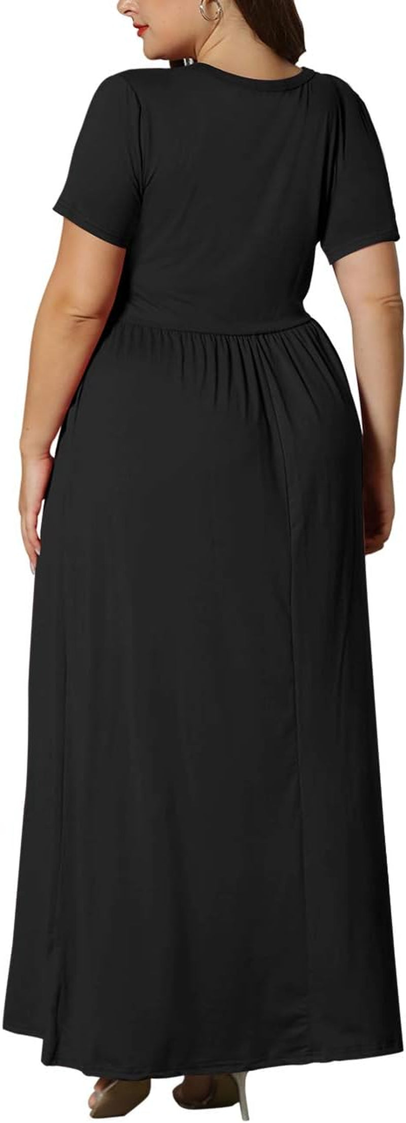 Women’S plus Size Maxi Dresses Summer Casual Short Sleeve Fahion Long Dress with Pockets