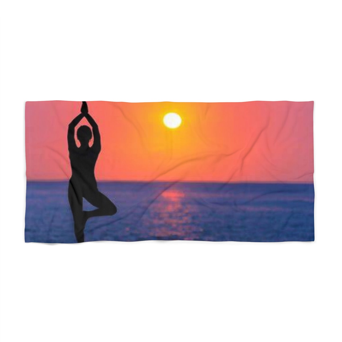 Sunset Yoga Beach Towel — Sunset Silhouette Meditation Towel