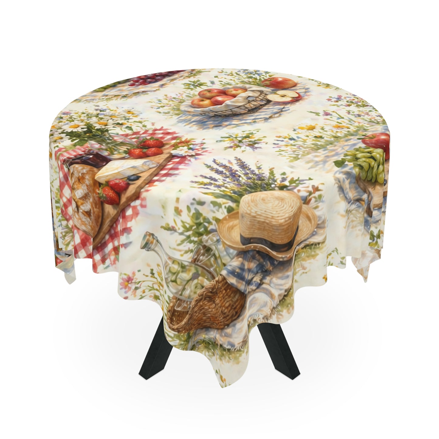 Picnic Basket Tablecloth — Farmhouse Fruit & Floral Table Cover