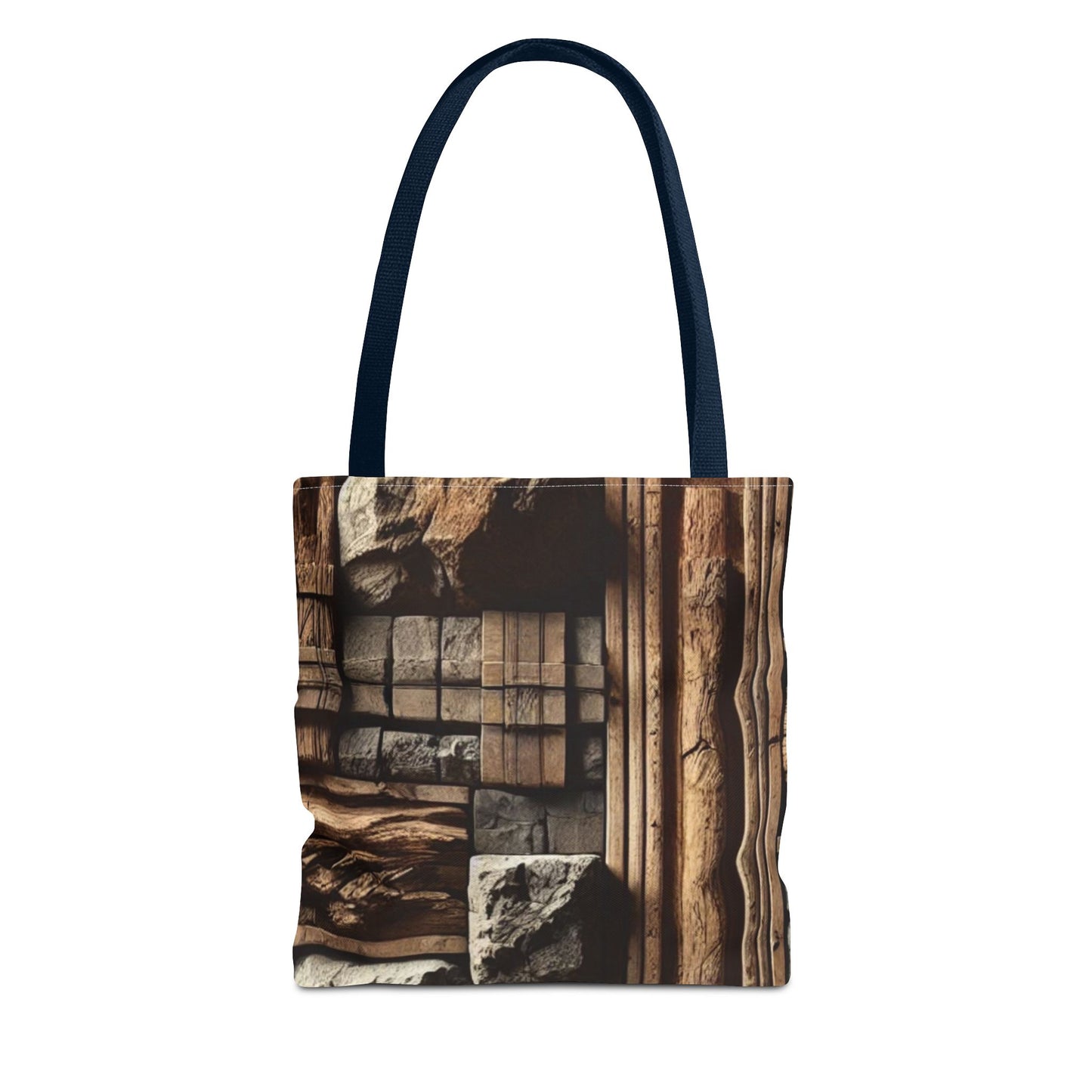 Stone Carving Pattern Tote Bag — Rustic Architectural Print All-Over Tote