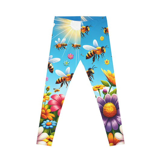 Bee & Wildflower Leggings — Vibrant Floral Women's Activewear