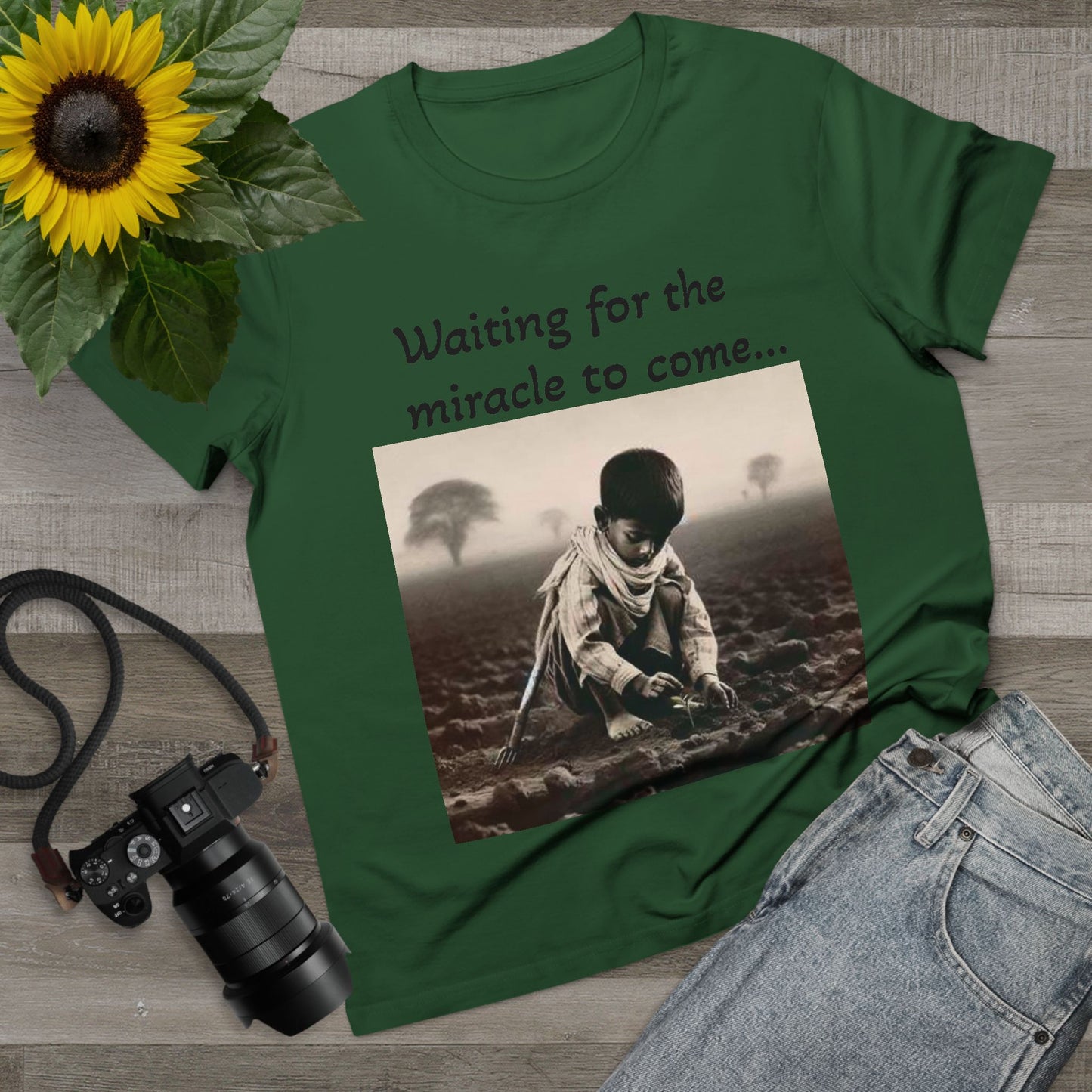 Waiting for the Miracle to Come Women’s Tee — Inspirational Photo Graphic T-Shirt