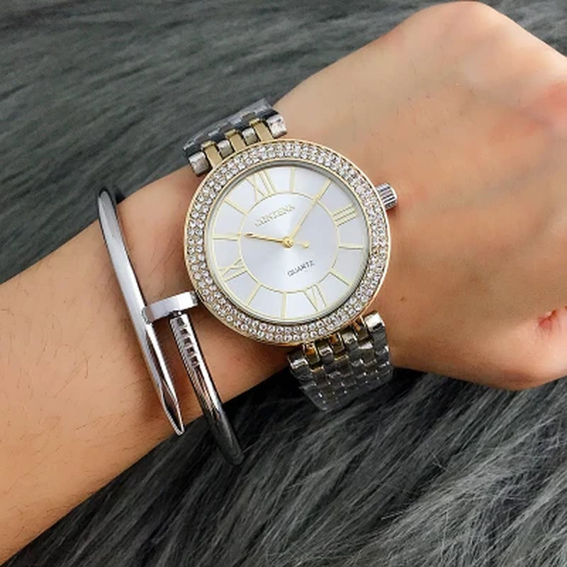 CONTENA Fashion Silver Women Watches Stainless Steel Women'S Watches Luxury Rhinestone Ladies Watch Women Clock Relogio Feminino