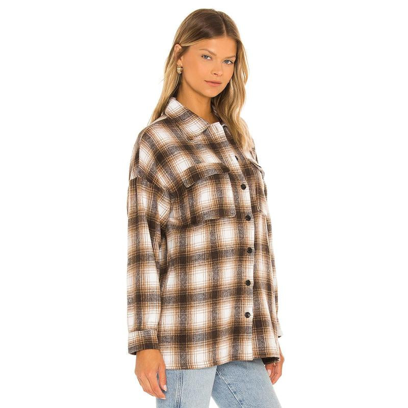 Lovers and Friends Harlow Flannel Shacket in Black & White